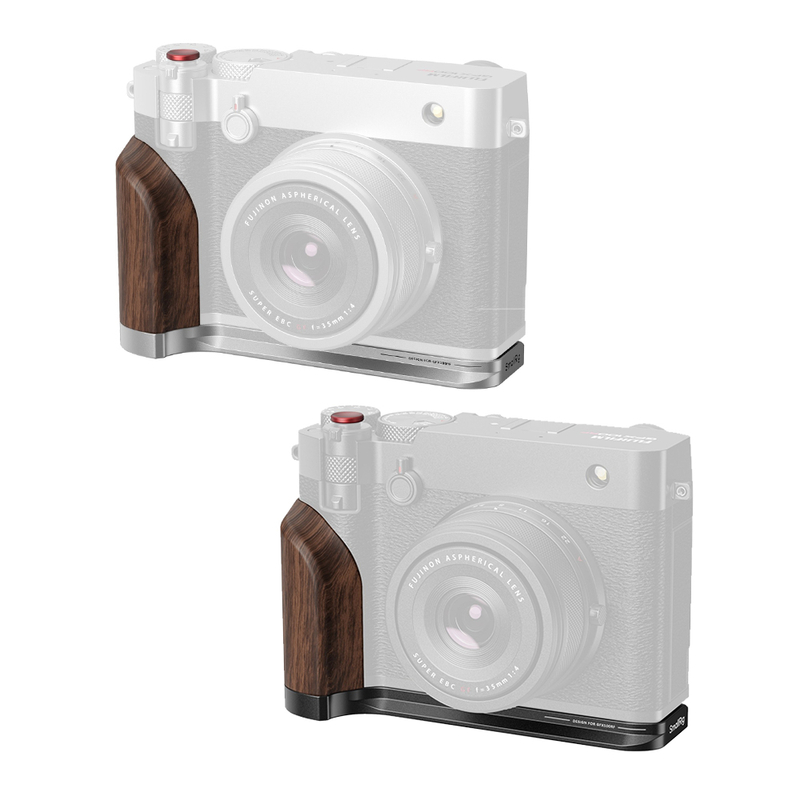 SmallRig L-Shape Mount Plate with Wooden Handle for FUJIFILM GFX100RF (黑色/銀色)