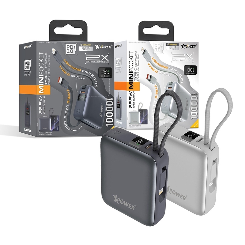 XPower Mini Pocket Type-C 數顯10000mAh PD+PPS迷你移動電源