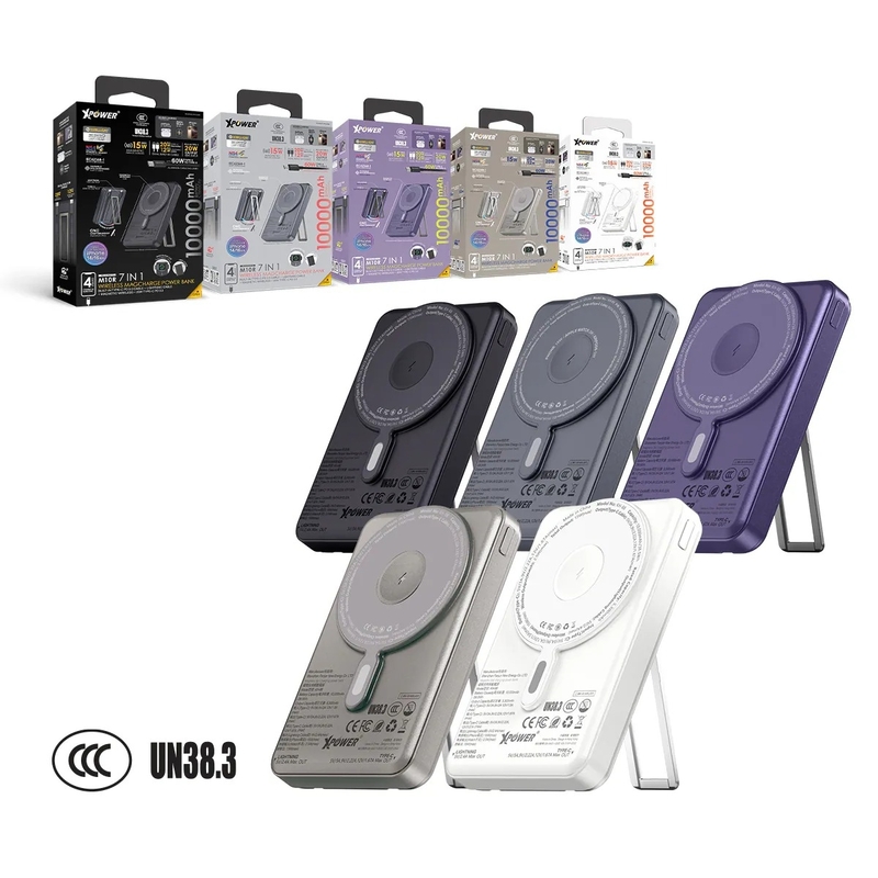XPower M10R 7合1 10000mAh PD 3.0 雙內置線+磁吸無線移動電源連支架 (3C認證版)