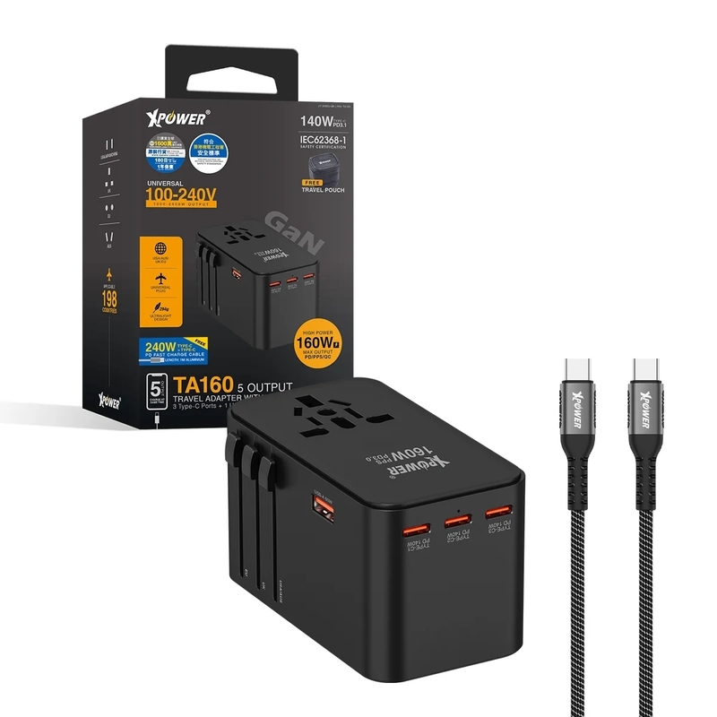 XPower TA160 160W 5輸出 PD 3.1/PPS Gan旅行充電器